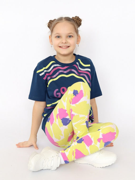 CRB wear/CSKG 90237-41-395 Комплект для девочки (футболка, брюки модель легинсы),темно-синий/Ex.Cherubino  фото 7
