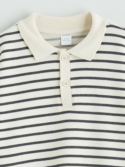 Polo Yaka ?izgili Erkek ?ocuk Sweatshirt