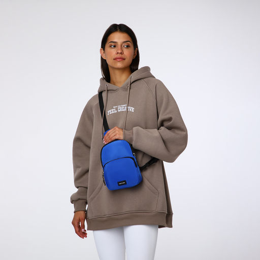 Сумка-слинг на молнии TEXTURA, наружный карман, синяя