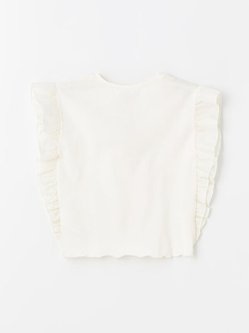 Bisiklet Yaka Bask?l? K?sa Kollu K?z ?ocuk Ti??rt - Waikiki фото 2