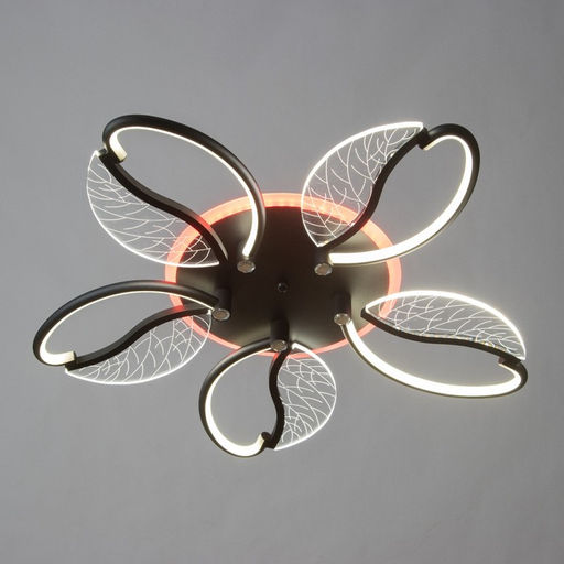 Люстра потолочная BayerLux «Астрид», 5хLED, 110 Вт, 3000-6000К, RGB, черный, 65×65×8 см