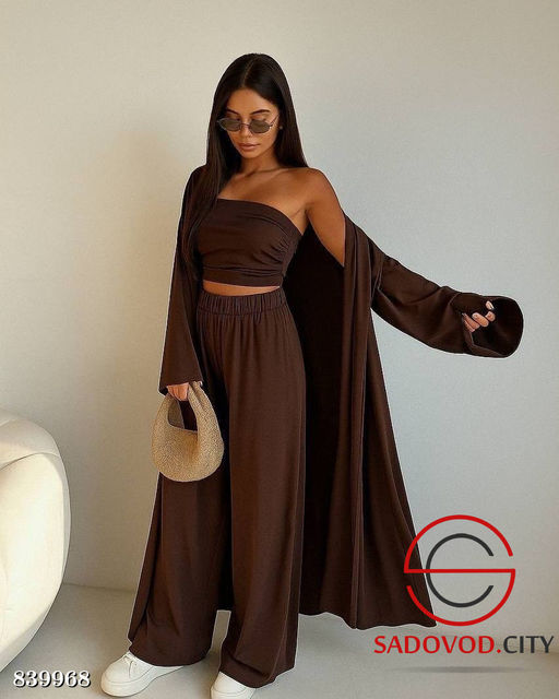 Костюм тройка: топ, брюки и длинная накидка - Bruno фото 2