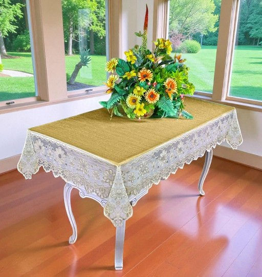 Скатерть арт. 30910/120/2, размеры 120 см х 160 см, ширина кружева 25 см, цвет - БРОНЗА