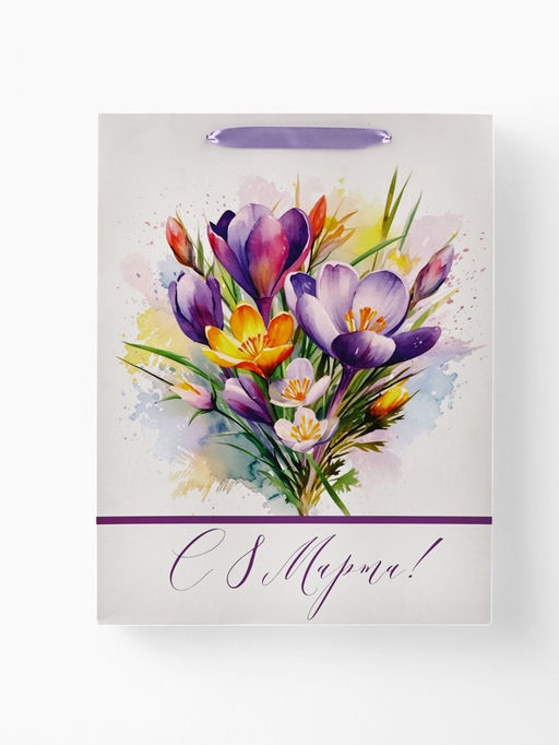 Пакет подарочный ламинированный 8 марта, L 40?31?11.5 см