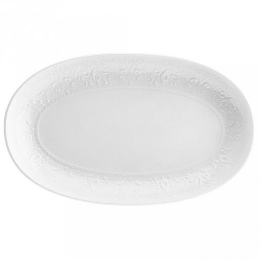 "Русь" Блюдо (шубница) овальное фарфоровое 251х154х30мм, белый, рельефный декор (Китай)