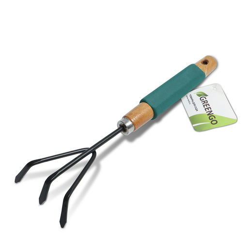 Рыхлитель Greengo, длина 30.5 см, 3 зубца, деревянная ручка с поролоном