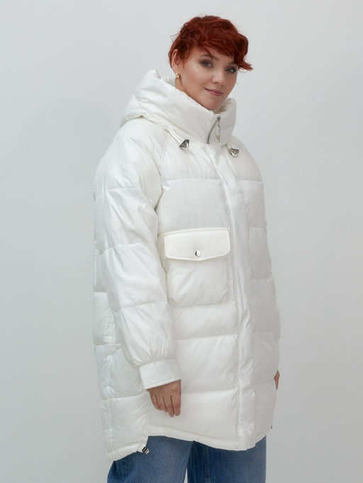 Куртка зимняя женская с капюшоном модная белого цвета 7341Bl - Visdeer фото 2