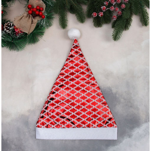 Цена за 2 шт. Колпак новогодний Сеточка зигзаг 28х36 см, красный - Зимнее волшебство фото 2