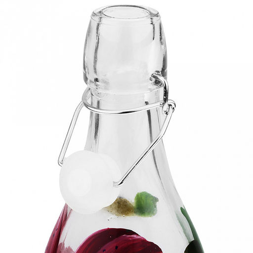 Бутылка стеклянная бугельная крышка Акварель-Лилия 1л д8,3см h30,5см, декор - ручная роспись, форма круглая, д/горла 2см, д/основания 6,8см (Китай) - Домашняя мода фото 4