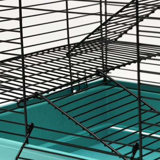Клетка для грызунов Пижон №5, с 3 этажами, укомплектованная, 41 х 30 х 58 см, бирюзовая  фото 8