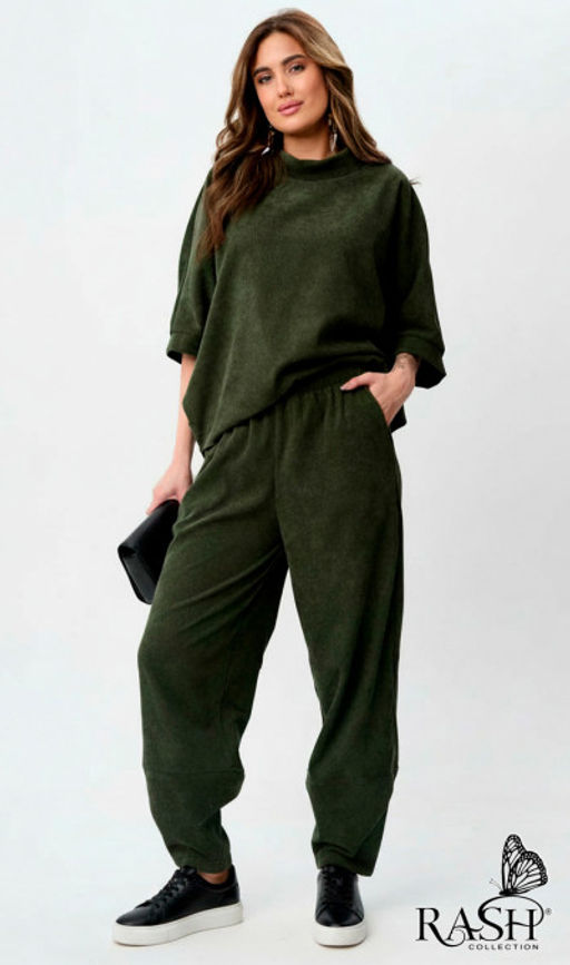 Брюки Boho микровельвет еловый Цвет:как на фото - Rash фото 2