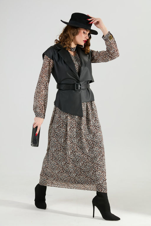 Костюм NIKVA н1020-1 коричневый мультиколор и чёрный  фото 2