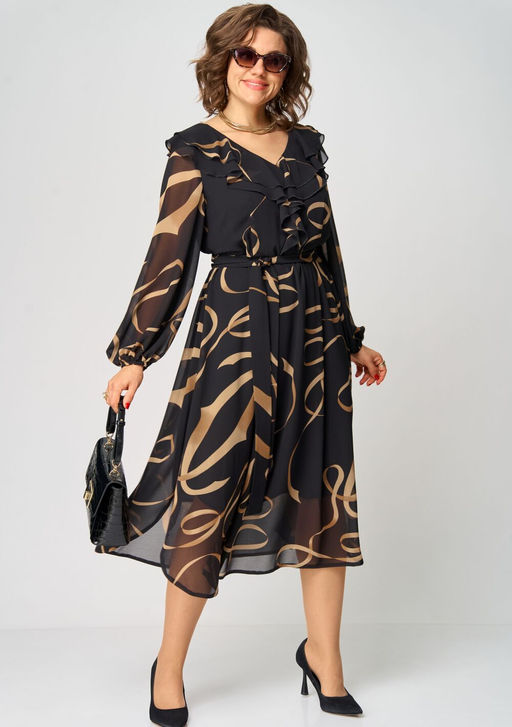 Платье EVA GRANT 7297В-Р принт ленты