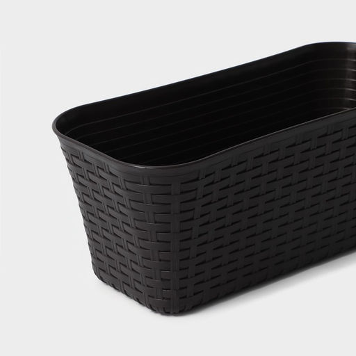 Ящик для цветов балконный «Ротанг», 7.5 л, 38.5×18×16 см, пластик, коричневый