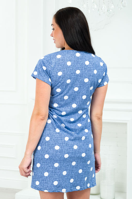 Туника женская из кулирки Медея горох голубой - Амадэль фото 5