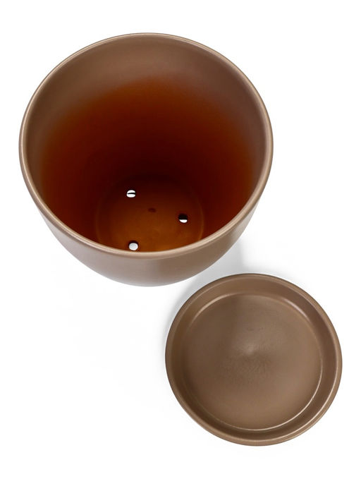 Набор горшков цветочный поддоном 4 шт 0,6 / 1,4 / 2,5 / 5 л керамика капучино Туман