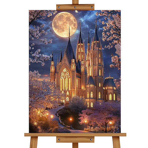 Мозаика алмазная "Ночной замок" (светится в темноте) 40*30 см.