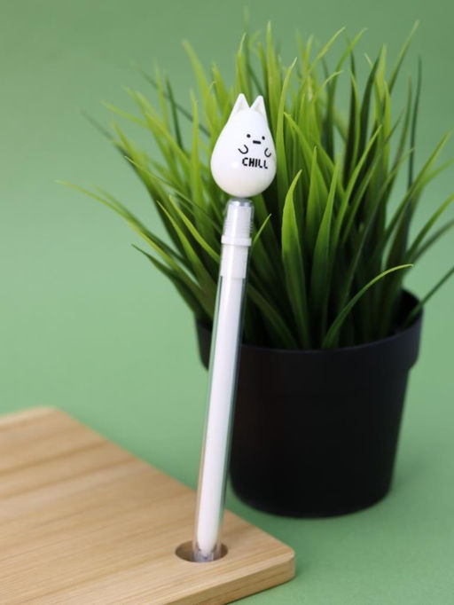 Ручка с магнитной насадкой "Chill kitten", white