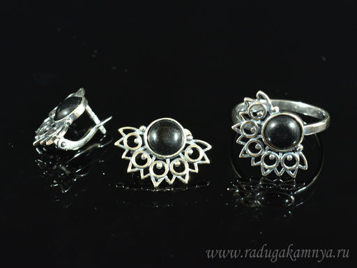 Кольцо Серьги с агатом имитация размер 18