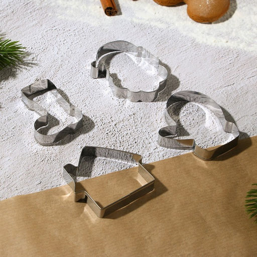 Формы для выпечки новогодние Сладкая сказка, 4 шт. + лопатка