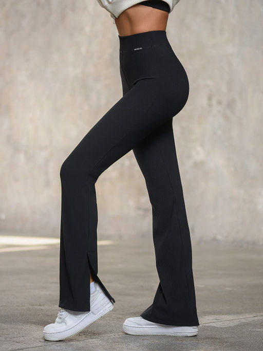 Спортивные брюки клеш в рубчик c разрезами по низу - Eazyway фото 2