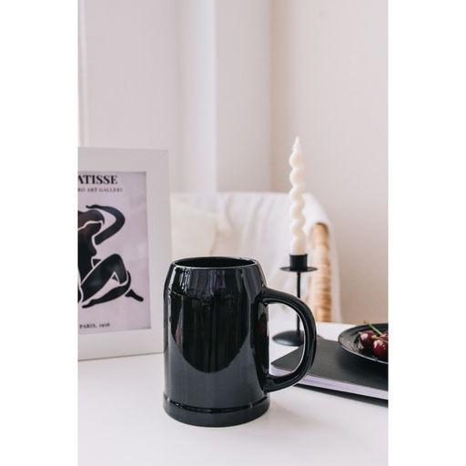 Пивная кружка Доляна, 500 мл, 15×10.3×14 см, керамика, чёрная