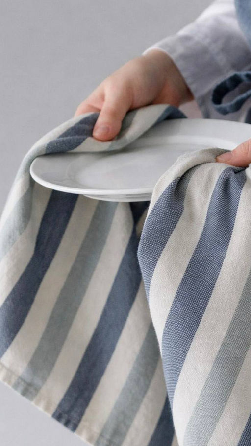 Набор кухонных полотенец 34x70, 2 шт белый/голубой, белый/розовый хлопок - Denastia фото 2