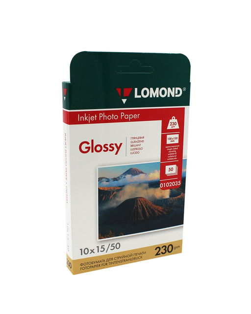 Фотобумага LOMOND для струйной печати 10*15см 230г/м2, 50л. одност.глянцевая (0102035)