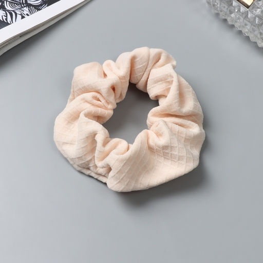 Цена за 3 шт. Резинка для волос QF «Орбита», классик текстура клетка, 10 см, бежевая