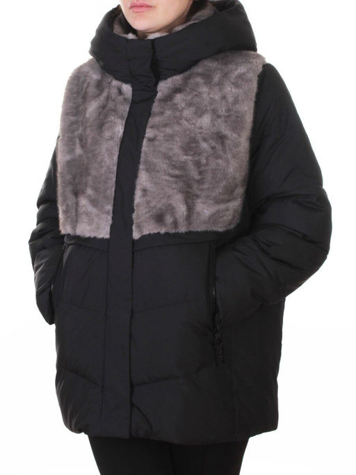 M-8869 BLACK Куртка зимняя женская (150 гр. холлофайбер)