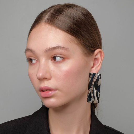 Серьги металл Атмосфера прямоугольник, цвет серебро