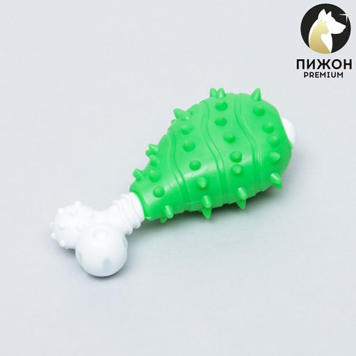 Игрушка двухслойная (твердый и мягкий пластик) Голень, 12 см, зелёная
