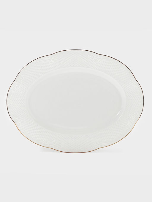 Блюдо сервировочное WY Empire, овальное, 23×30×2.5 см, фарфор, белое