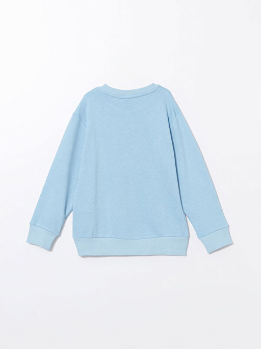 Bisiklet Yaka Bask?l? Uzun Kollu Erkek ?ocuk Sweatshirt