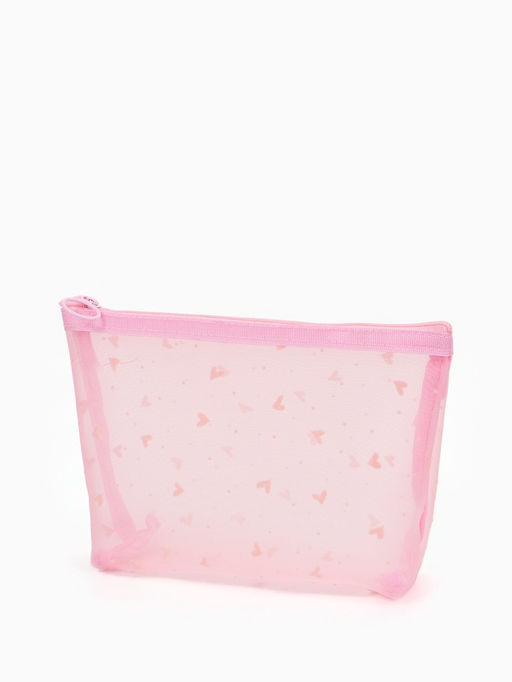 Косметичка дор Сердца, сетка 17*6,5*13,5, отд на молнии, розовый