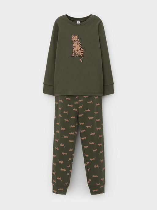 К 1541/хаки,полосатые тигры пижама дет
