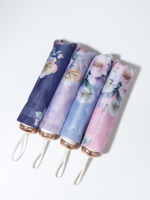 Зонт механический Фиалки, эпонж, 4 сложения, 8 спиц, R=49/55 см, d=98 см, МИКС