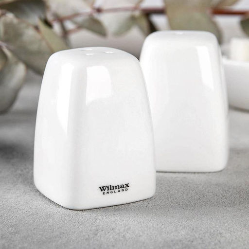 Цена за 2 шт. Набор для специй Wilmax Ilona, 2 предмета: солонка 60 мл, перечница 60 мл, фарфор, белый