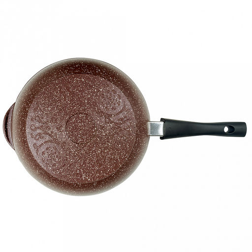 Сотейник с антипригарным покрытием д28см "Шоколад", h8,2см, s0,4см, съемная ручка из термостойкого пластика, стеклянная крышка с пароотводом, подарочная упаковка (Россия)