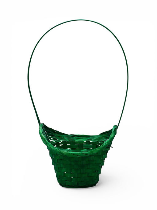 Корзина плетёная для хранения «Шляпа», 21×18×14 см, ручка h=15 см, бамбуковая, зелёная, Greengo