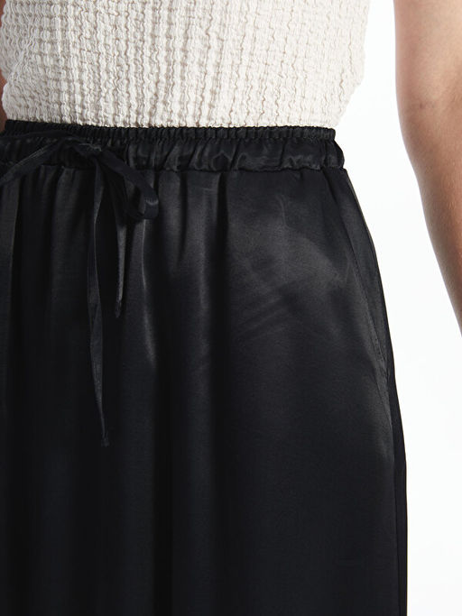 Beli Lastikli D?z Poplin Kad?n Etek