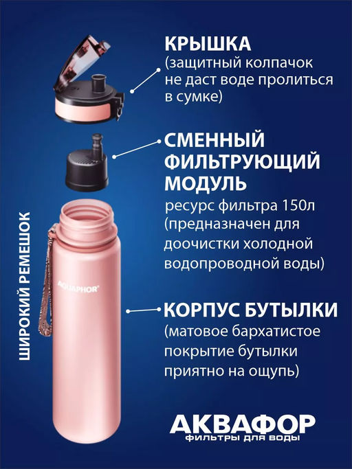 -28% Бутылка-фильтр 0,5 л Светло-розовый, Сити Аквафор  фото 3