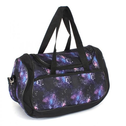 Сумка дорожная Дизайн-Гризли, 1отд, плечевой ремень, 2внеш карм, черный/фиолет (абстракция) 240161