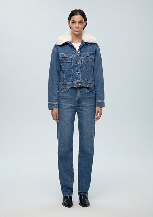 Casey Iconic Indigo Mavisi Suni Kurklu Jean Ceket фото 3