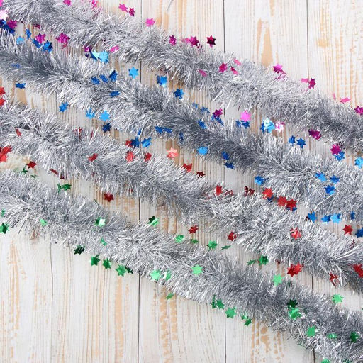 Цена за 10 шт. Мишура новогодняя «Зимнее волшебство. Переплёт», звездочки, d=5 см, 200 см, МИКС