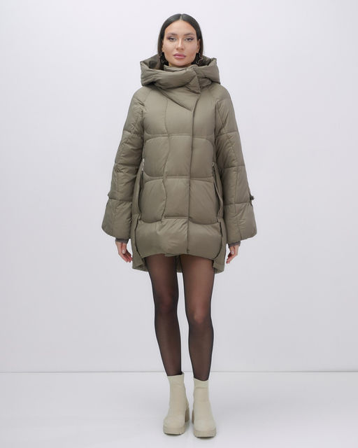 Куртка зимняя женская с большим капюшоном модная коричневого цвета 7739K - Visdeer фото 2