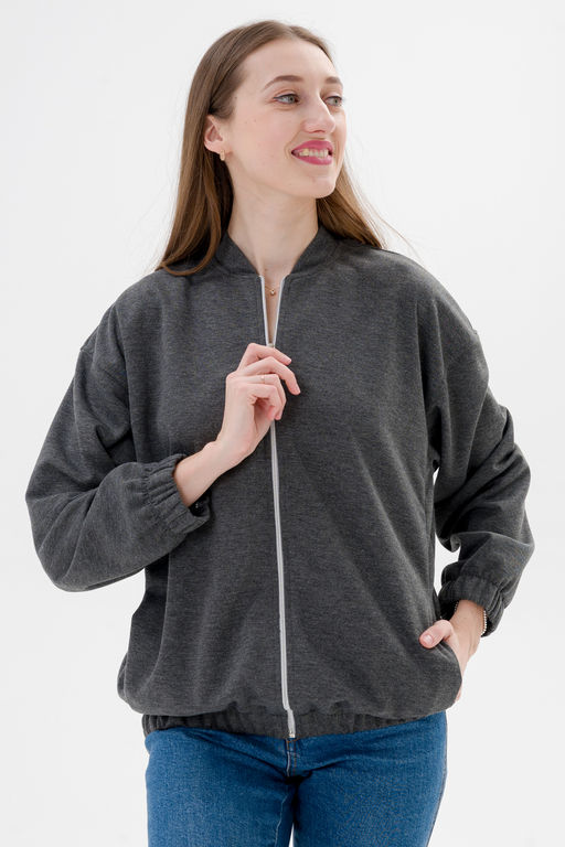 Бомбер из коттон фита антрацит макси