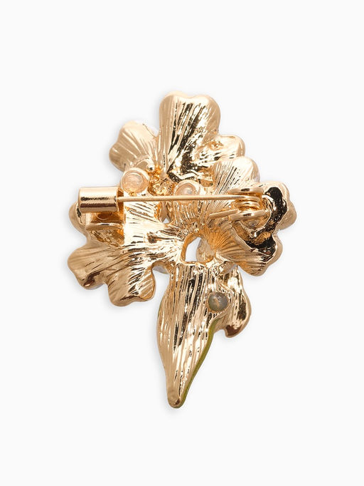 Брошь «Цветы сирени с божьей коровкой», цветная в золоте