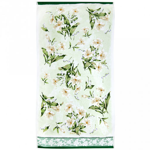 "Япония-2012" Полотенце махровое 50х90см, плотность 300гр/м2, 100% хлопок, Ландыш, зеленый, Bolangde (Китай)