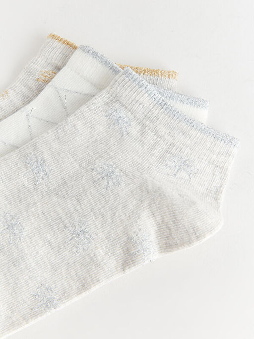 Desenli Kad?n Patik ?orap 3l?